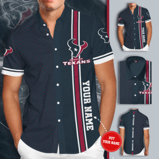 Houston Texans 3D Short Sleeve Dress Shirt 01