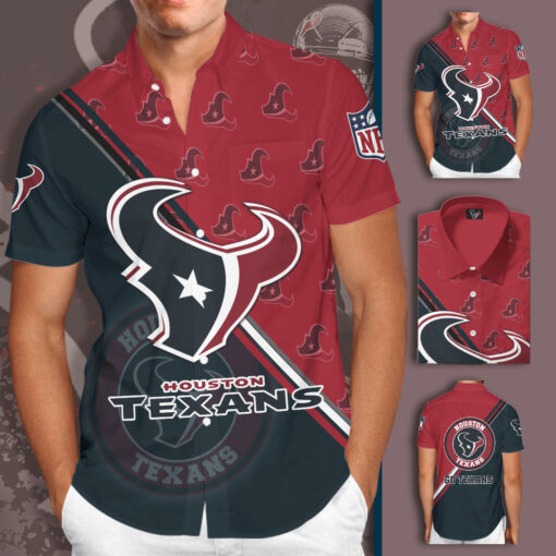Houston Texans 3D Short Sleeve Dress Shirt 02