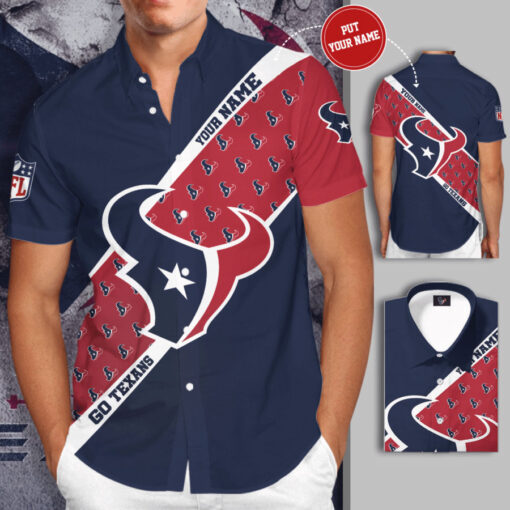 Houston Texans 3D Short Sleeve Dress Shirt 03