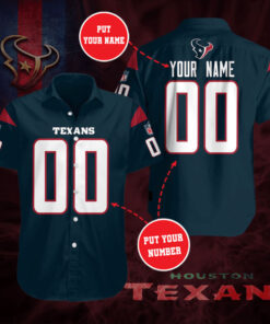 Houston Texans 3D Short Sleeve Dress Shirt 04