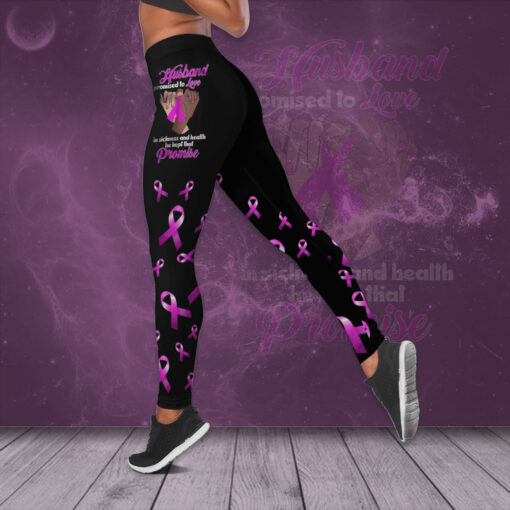 Husband Promised To Love In Sickness And Health He Kept That Promise Breast Cancer Awareness 3D Hollow Tank Top Leggings 01