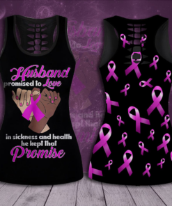 Husband Promised To Love In Sickness And Health He Kept That Promise Breast Cancer Awareness 3D Hollow Tank Top Leggings 02