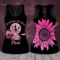 In October We Wear Pink Breast Cancer Awareness 3D Hollow Tank Top Leggings BCAS035 01