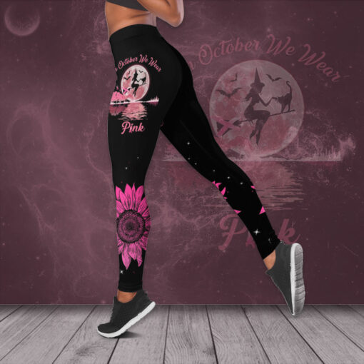 In October We Wear Pink Breast Cancer Awareness 3D Hollow Tank Top Leggings BCAS035 02