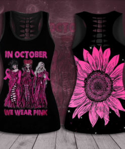 In October We Wear Pink Breast Cancer Awareness 3D Hollow Tank Top Leggings BCAS036 01