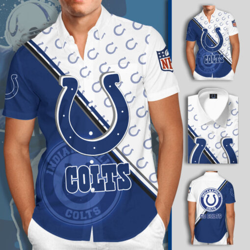 Indianapolis Colts 3D Short Sleeve Dress Shirt 03