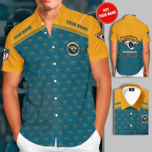 Jacksonville Jaguars 3D Short Sleeve Dress Shirt 04
