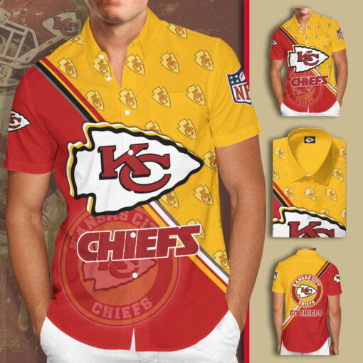 Kansas City Chiefs 3D Short Sleeve Dress Shirt 01