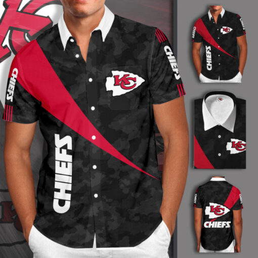 Kansas City Chiefs 3D Short Sleeve Dress Shirt 02