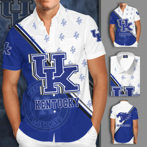 Kentucky Wildcats 3D Short Sleeve Dress Shirt 01