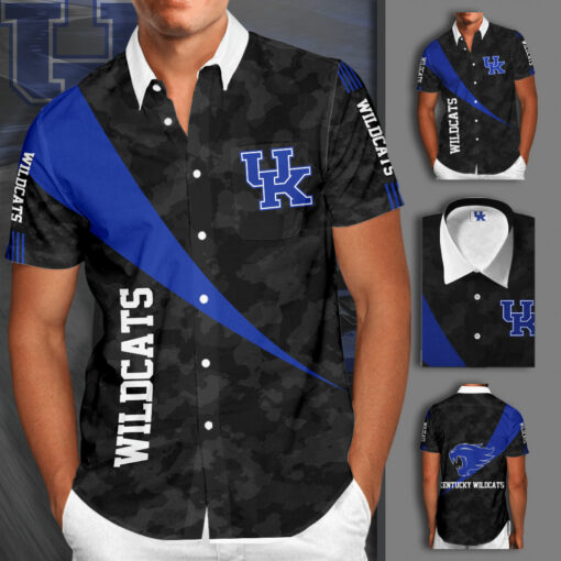 Kentucky Wildcats 3D Short Sleeve Dress Shirt 02