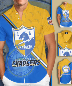 Los Angeles Chargers 3D Short Sleeve Dress Shirt 02