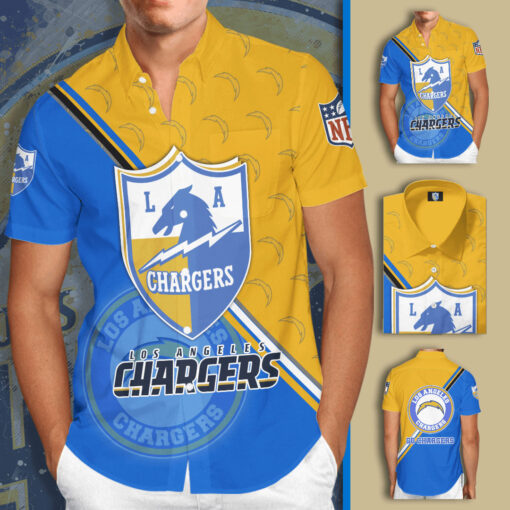Los Angeles Chargers 3D Short Sleeve Dress Shirt 02
