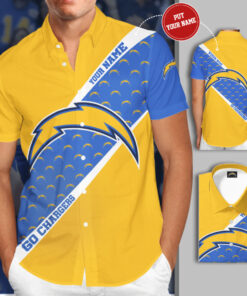 Los Angeles Chargers 3D Short Sleeve Dress Shirt 03
