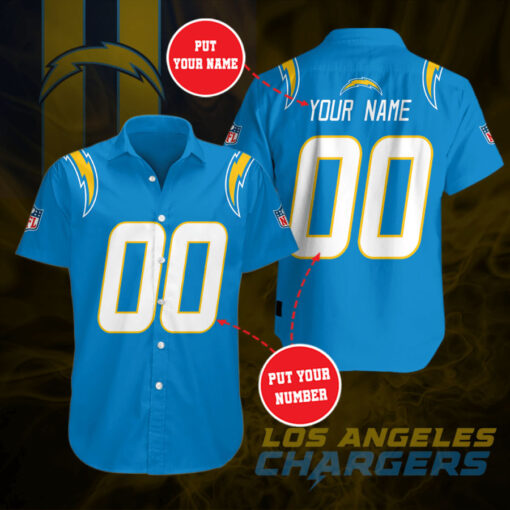 Los Angeles Chargers 3D Short Sleeve Dress Shirt 06