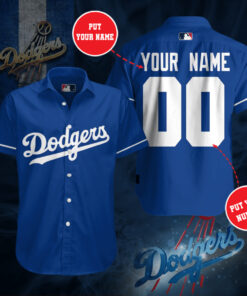 Los Angeles Dodgers 3D Short Sleeve Dress Shirt 02