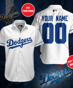 Los Angeles Dodgers 3D Short Sleeve Dress Shirt 03
