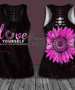 Love Yourself Breast Cancer Awareness 3D Hollow Tank Top Leggings