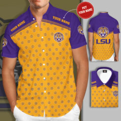 Lsu Tigers 3D Short Sleeve Dress Shirt 02