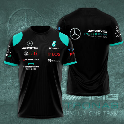 Mercedes AMG Petronas F1 Team 3D T Shirt S2 Black