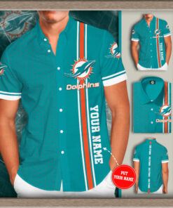 Miami Dolphins 3D Short Sleeve Dress Shirt 02