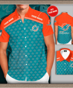 Miami Dolphins 3D Short Sleeve Dress Shirt 04
