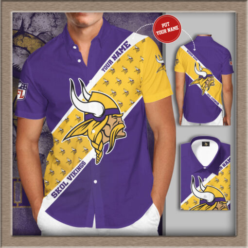 Minnesota Vikings 3D Short Sleeve Dress Shirt 02
