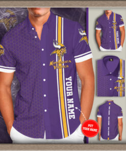 Minnesota Vikings 3D Short Sleeve Dress Shirt 03