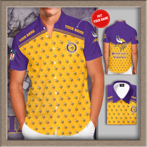 Minnesota Vikings 3D Short Sleeve Dress Shirt 04