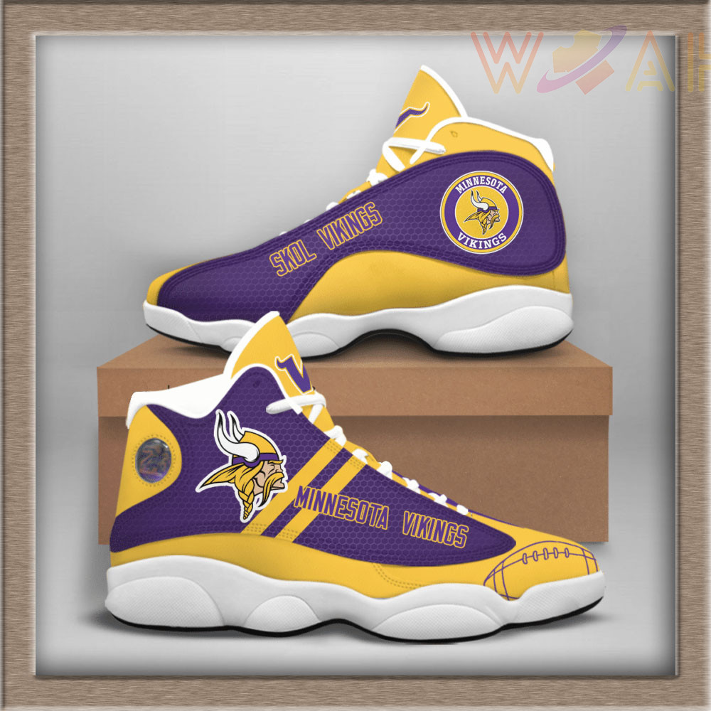 Minnesota Vikings Air Jordan 13 Sneakers Nfl Custom Sport Shoes