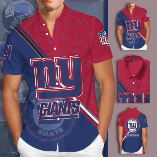 New York Giants 3D Short Sleeve Dress Shirt 03