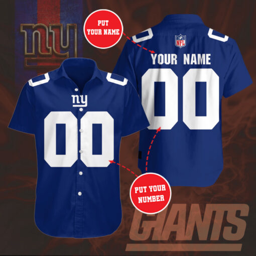 New York Giants 3D Short Sleeve Dress Shirt 04
