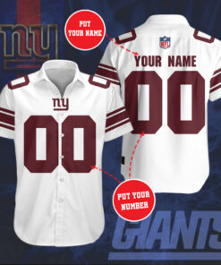 New York Giants 3D Short Sleeve Dress Shirt 05