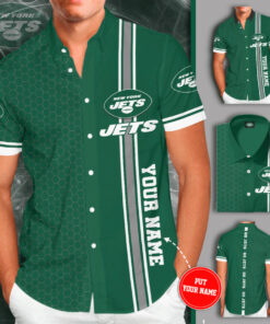 New York Jets 3D Short Sleeve Dress Shirt 01