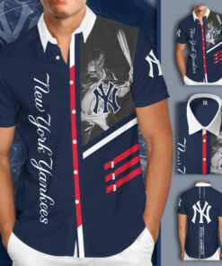 New York Yankees 3D Short Sleeve Dress Shirt 03