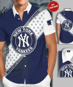 New York Yankees 3D Short Sleeve Dress Shirt 05