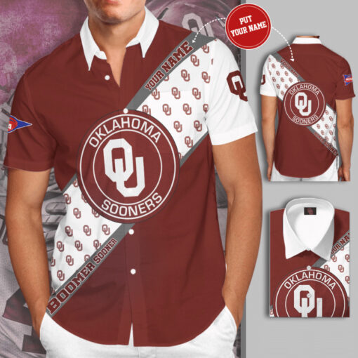 Oklahoma Sooners 3D Short Sleeve Dress Shirt 01