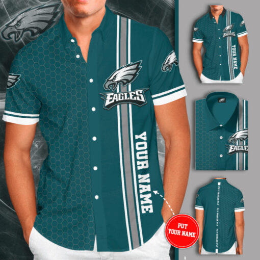 Philadelphia Eagles 3D Short Sleeve Dress Shirt 01