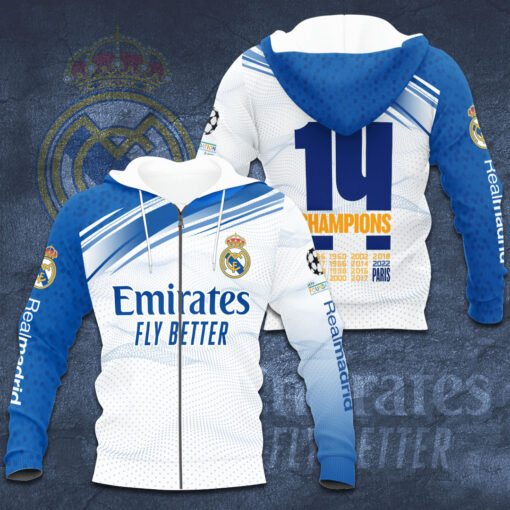 Real Madrid 2022 3D zip up hoodie