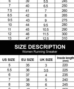 Running sole sneaker sizes