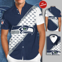 Seattle Seahawks 3D Short Sleeve Dress Shirt 01