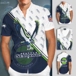 Seattle Seahawks 3D Short Sleeve Dress Shirt 02