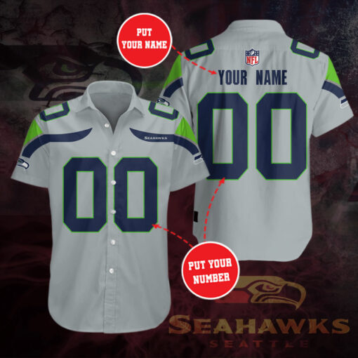 Seattle Seahawks 3D Short Sleeve Dress Shirt 04
