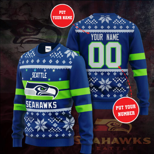 Seattle Seahawks 3D christmas sweater 03