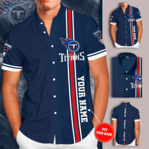 Tennessee Titans 3D Short Sleeve Dress Shirt 01