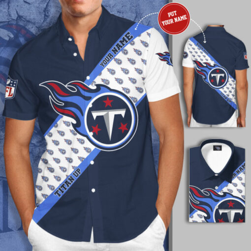 Tennessee Titans 3D Short Sleeve Dress Shirt 02