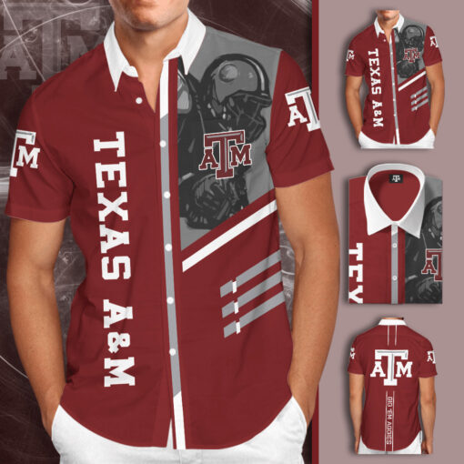 Texas AM Aggies 3D Short Sleeve Dress Shirt 01