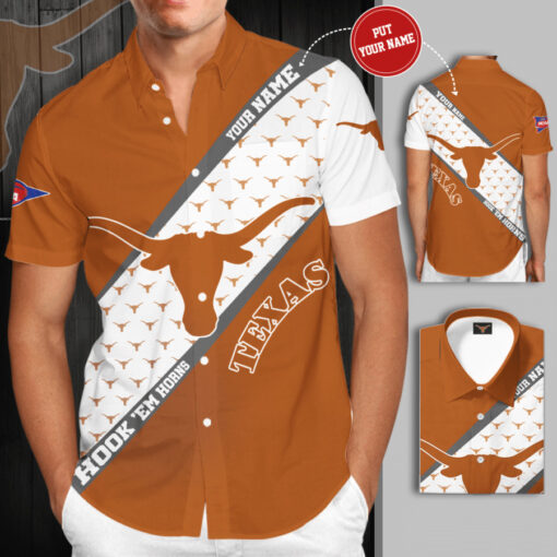 Texas Longhorns 3D Short Sleeve Dress Shirt 01