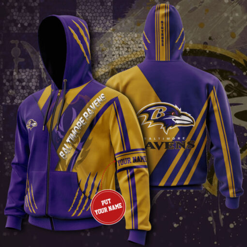 The best selling Baltimore Ravens 3D Zip Up hoodie 02