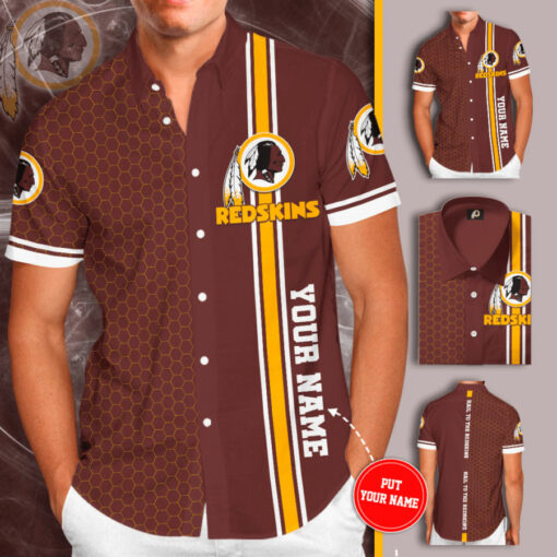 Washington Redskins 3D Short Sleeve Dress Shirt 01